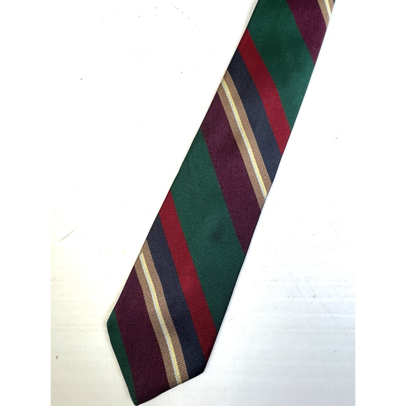Striped Tie Barnett Bros Classic Burgundy Green Navy 3" W Business Preppy USA - Picture 9 of 9